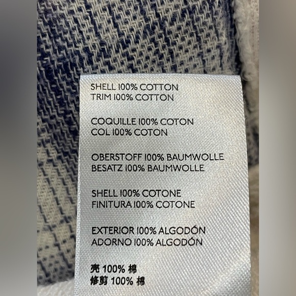 FREE PEOPLE Calico Basin Plaid Hooded Shacket Ivory Blue Combo Medium - Picture 11 of 14